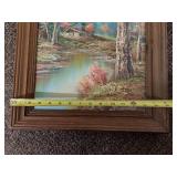 Scenic Landscape Oil Painting with Wooden Frame