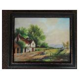 Vintage Oil Painting Signed Countryside Scene Framed