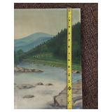 Vintage Landscape Painting Oland Signed 1961