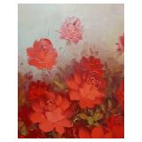 Robert Cox Oil Painting - Large Floral Red Roses