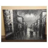 Venice Canal Oil Painting Signed by R. Frank