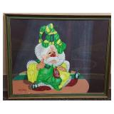 Framed Clown Painting by Marty Young, Expressive Artwork