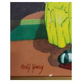 Framed Clown Painting by Marty Young, Expressive Artwork