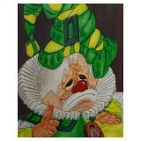 Framed Clown Painting by Marty Young, Expressive Artwork