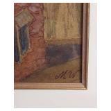 Framed Watercolor Painting Signed 