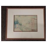 Framed Watercolor Canal Scene, Artist Signed William John Conway