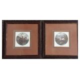 Framed Equestrian Engraving Prints Set: 