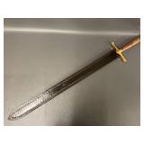 Medieval Style Sword with Brass Guard & Sheath
