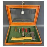 Marble Arms Hatchet Display in Collectible Wooden Case