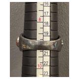 Vintage Silver Ring with Turquoise, Carnelian, Black Stones