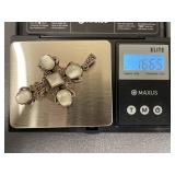 Large Statement Sterling Silver Marcasite Mother of Pearl Cross Pendant