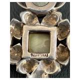 Large Statement Sterling Silver Marcasite Mother of Pearl Cross Pendant