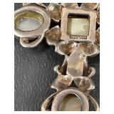 Large Statement Sterling Silver Marcasite Mother of Pearl Cross Pendant
