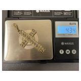 2.5" Statement Sterling Silver Ornate Gold Overlay Cross Pendant