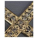 2.5" Statement Sterling Silver Ornate Gold Overlay Cross Pendant