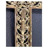 2.5" Statement Sterling Silver Ornate Gold Overlay Cross Pendant