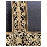 2.5" Statement Sterling Silver Ornate Gold Overlay Cross Pendant