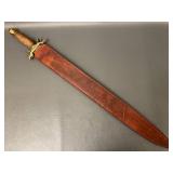 Exquisite Sword with Leather Sheath & Wooden Handle