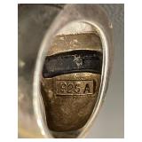 Mother of Pearl / Onyx Inlay Stone Ring - Size 5