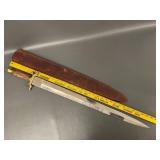 Antler Handle Knife with Leather Sheath, Brass