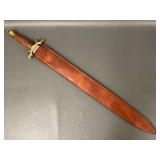 Vintage Sword with Leather Sheath - 27.5"