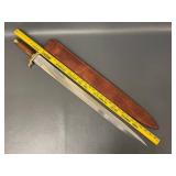 Vintage Sword with Leather Sheath - 27.5"