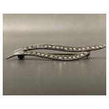 Vintage Sterling Silver Marcasite Brooch