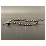 Vintage Sterling Silver Marcasite Brooch