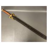 Handcrafted Sword with Brass Guard & Leather Sheath