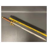 Handcrafted Sword with Brass Guard & Leather Sheath