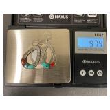 Sterling Silver Turquoise Coral Drop Earrings