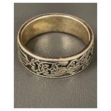 Huge Celtic Dragon Sterling Silver Band Ring Size 15.5