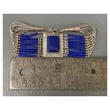 Vintage Liquid Sterling Silver Blue Lapis Bead Bracelet 11g