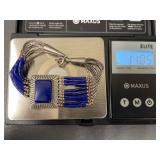 Vintage Liquid Sterling Silver Blue Lapis Bead Bracelet 11g