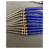 Vintage Liquid Sterling Silver Blue Lapis Bead Bracelet 11g