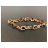 Elegant Gold Over Sterling SIlver Bracelet with Black Oval Stones