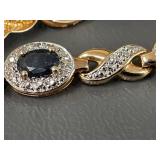 Elegant Gold Over Sterling SIlver Bracelet with Black Oval Stones