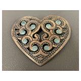Vintage Large Heart-Shaped Metal Brooch