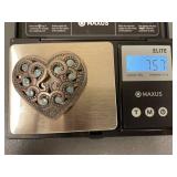 Vintage Large Heart-Shaped Metal Brooch