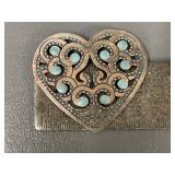 Vintage Large Heart-Shaped Metal Brooch