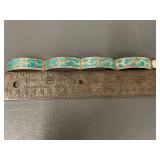 Vintage Sterling Silver Turquoise Chip Inlay Bracelet