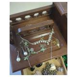 Vintage Jewelry Lot with Wooden Box Collection, Rocks and Some Silver Pieces
