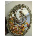 Vintage Jewelry Lot with Wooden Box Collection, Rocks and Some Silver Pieces
