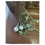 Vintage Jewelry Lot with Wooden Box Collection, Rocks and Some Silver Pieces
