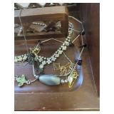 Vintage Jewelry Lot with Wooden Box Collection, Rocks and Some Silver Pieces