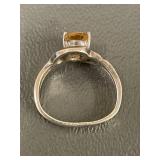 Sterling Silver Ring with Oval Yellow Gemstone