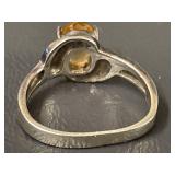 Sterling Silver Ring with Oval Yellow Gemstone