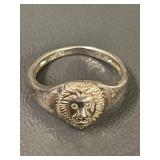 Sterling Silver Lion Head Ring 925 Vintage Jewelry