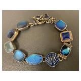 Handcrafted Multi-Gemstone Bracelet Sterling Silver w/ Opal Fish