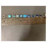 Handcrafted Multi-Gemstone Bracelet Sterling Silver w/ Opal Fish